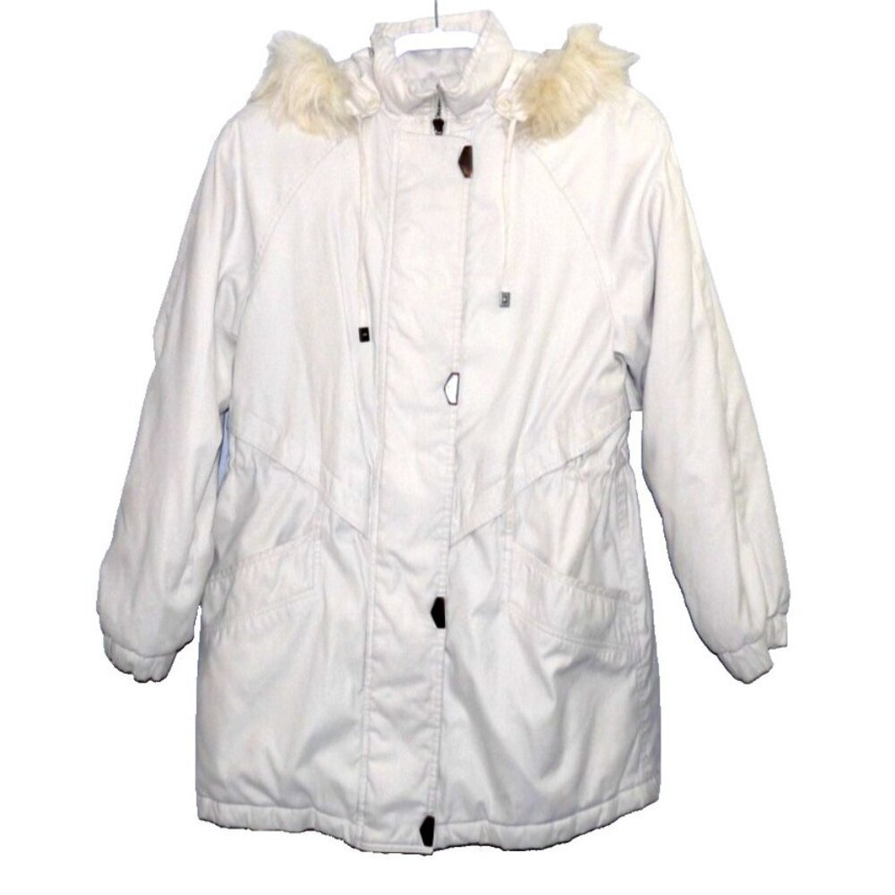 BROMLEY SPORT beige, cream color winter coat with fox fur trim hood Women's S